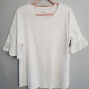 Appleseed White Eyelet Sleeve Women's Top Cottagecore Beach Feminine Ss M